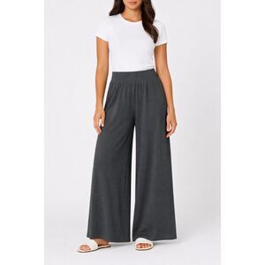 NIP OQQ Dark Grey High-Rise Wide Leg Athleisure Lounge Pants Trendy & Stylish S